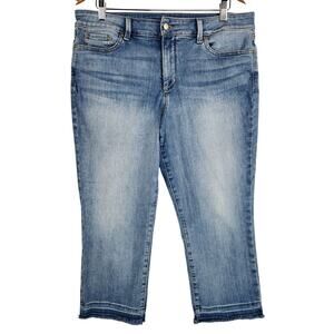 NYDJ Dayla Blue Light Wash High-Rise Wide Cuff Capri Denim Jeans Women's Size 14